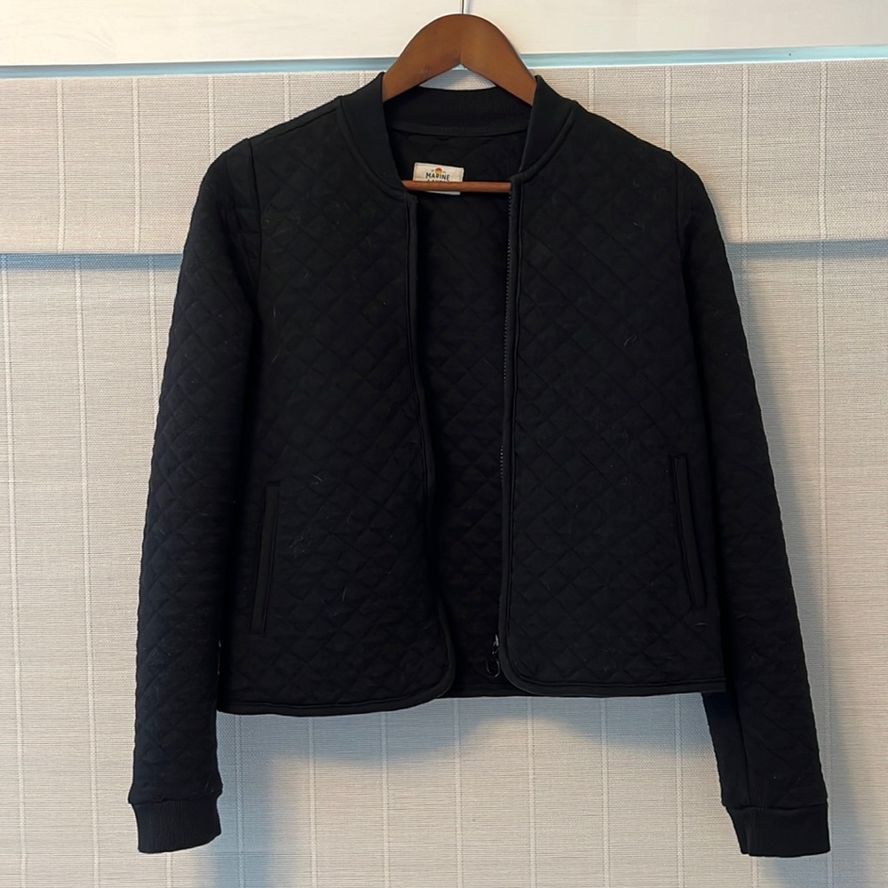 Black Marine Layer quilted bomber